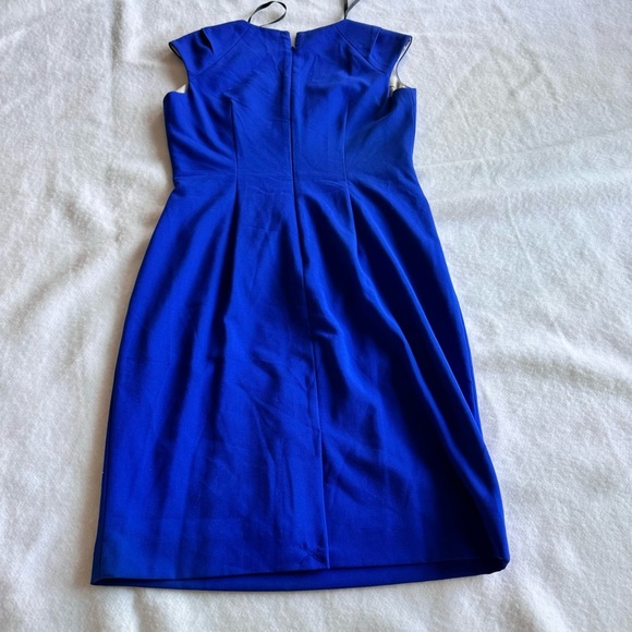Calvin Klein Dress Royal Blue Ruched Waist Cap Sleeve Dress Size 4 - Picture 7 of 8